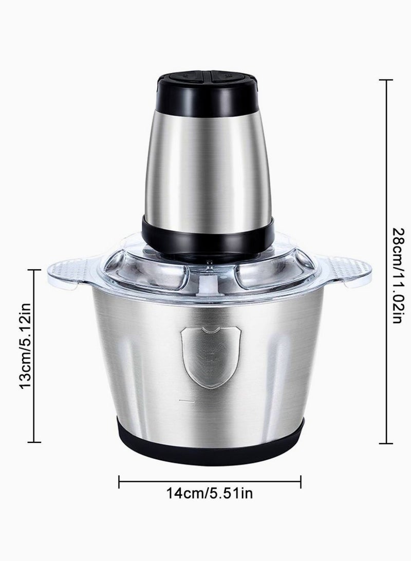 مفرمة لحم كهربائية ومفرمة خضار كهربائية - سعة 3.8  لتر - 3 سرعات - معالج طعام كهربائي عالي السعة من الفولاذ المقاوم للصدأ، مفرمة لحم كهربائية للفرم والتقطيع وتحضير الوجبات - فضي وأسود - Image 4